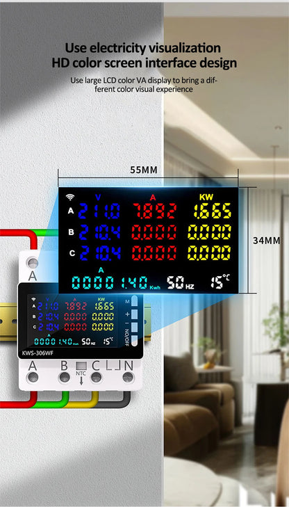 Умный энергосчётчик TUYA с Wi-Fi, Серия 306